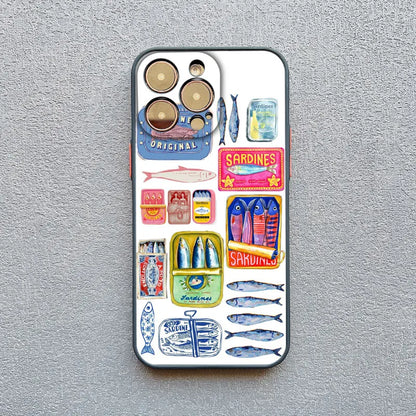 Fish Funny Sardines Phone Case For iPhone 17 14 13 12 Mini 11 Pro Max 16 15 Pro Max Plus XR XS X Matte Shockproof Back Cover