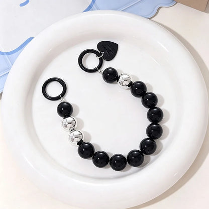 Women's Beaded Wristlet Keychain Bracelet Minimalist Acrylic Beads Phone Case Earphone Cover Strap Hands-Free Cell Phone Charm