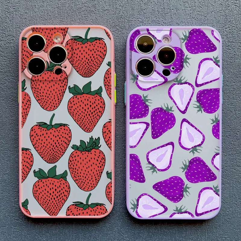 Fruit Lemon Strawberry Blueberries Phone Case For iPhone 16 15 14 11 Pro Max 12 13 Mini Pro Max XS XR X 7 8 15 14 Plus SE2 Funda
