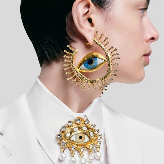 Baroque Style Vintage Resin Big Eyes Dangle Earrings For Women