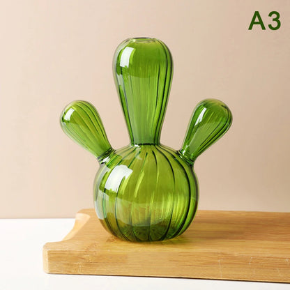 Cactus Glass Vase Small Glass Decorations
