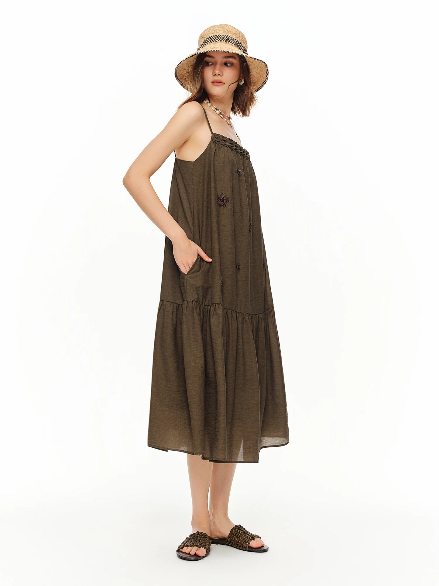 Women's Three-Dimensional Crochet Folded Slip