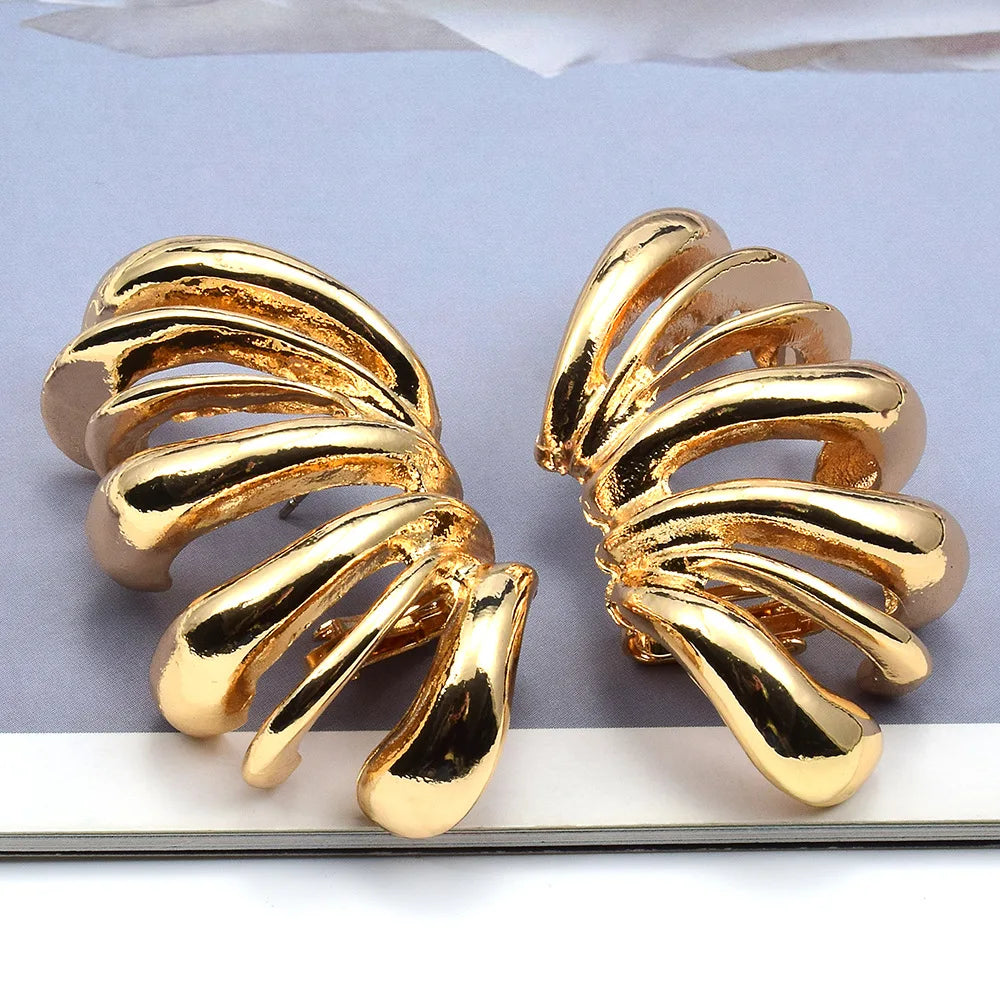 Vintage Women Personalized Jewelry Irregular Metal Striped Earrings