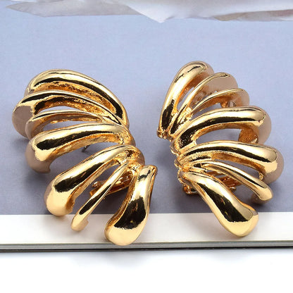 Vintage Women Personalized Jewelry Irregular Metal Striped Earrings