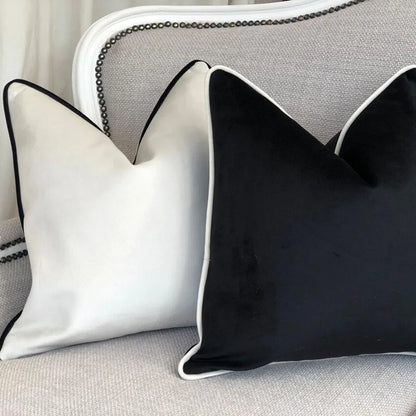 High Quality Black and White Velvet Pillowcase Simple 60x60