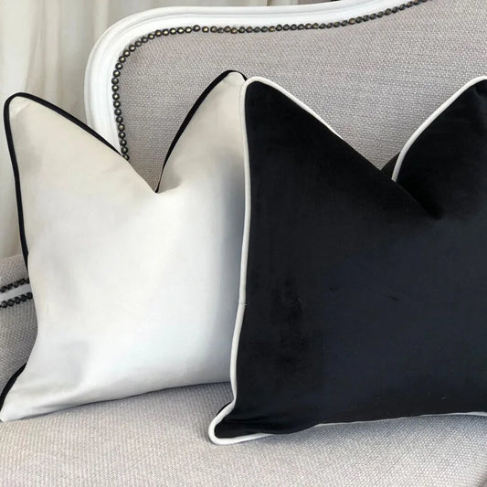 High Quality Black and White Velvet Pillowcase Simple 60x60