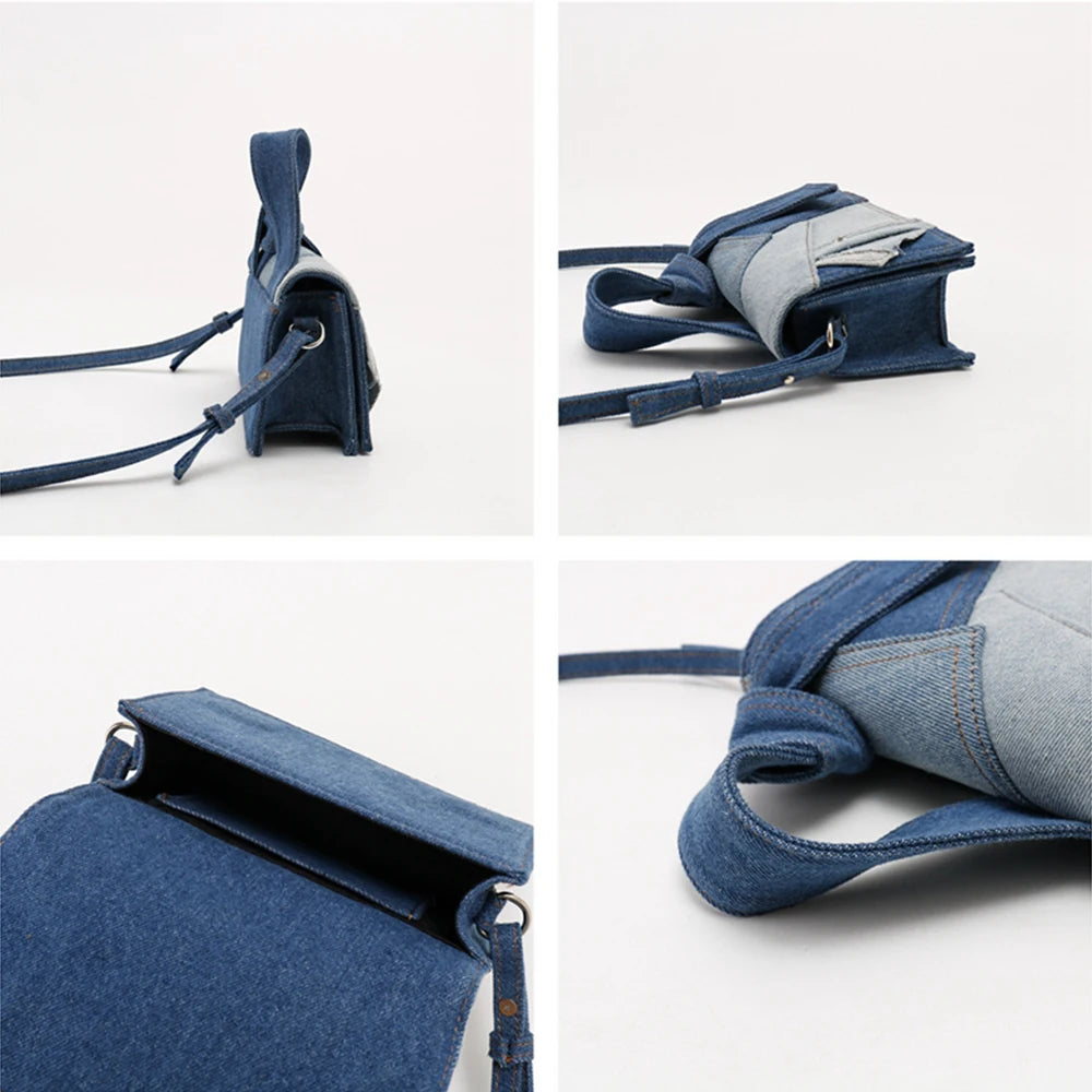 Denim Women's Designer Handbags Luxury Patchwork Shoulder Bag