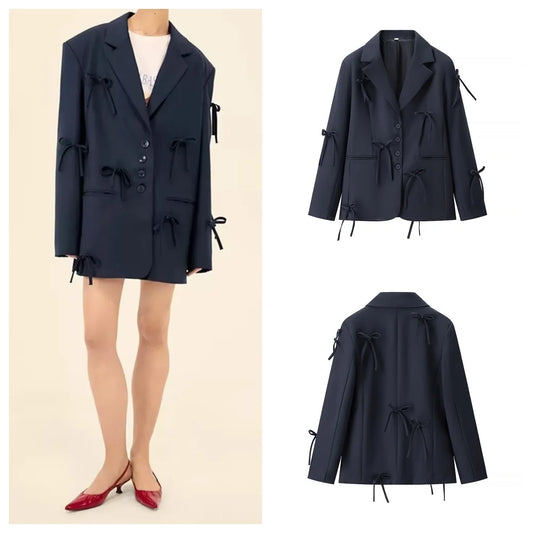 Versatile Suit Jacket style autumn new bow-decorated temperament