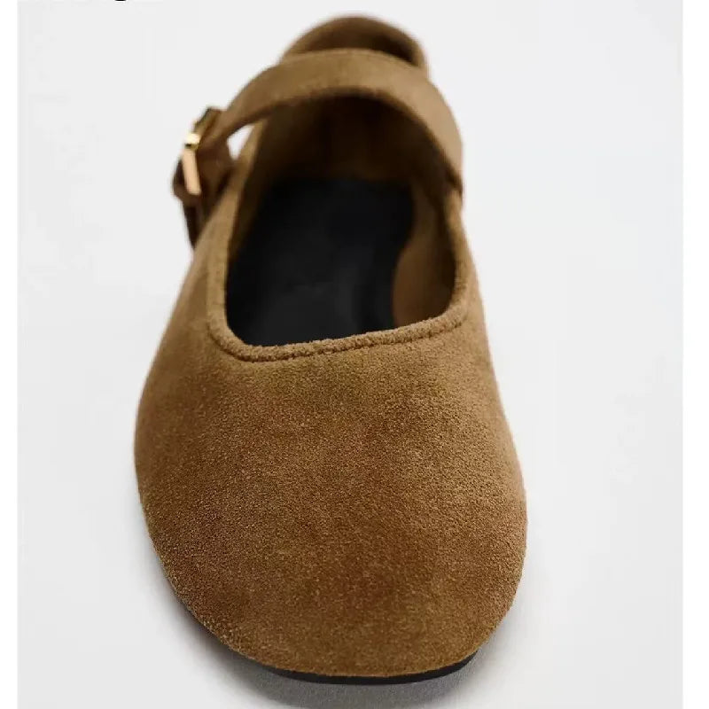 Ballet Flats Women Retro Brown