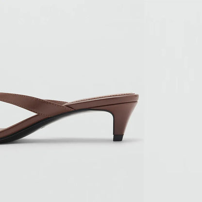 Heel Flip Flops Women High Heeled Sandals Brown