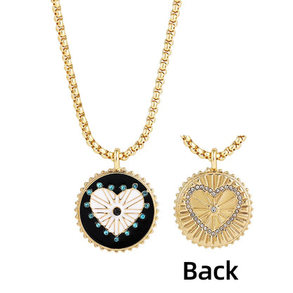 Zodiac Signs Necklace for Women Double Sided Pendant Collar Gold Color Stainless