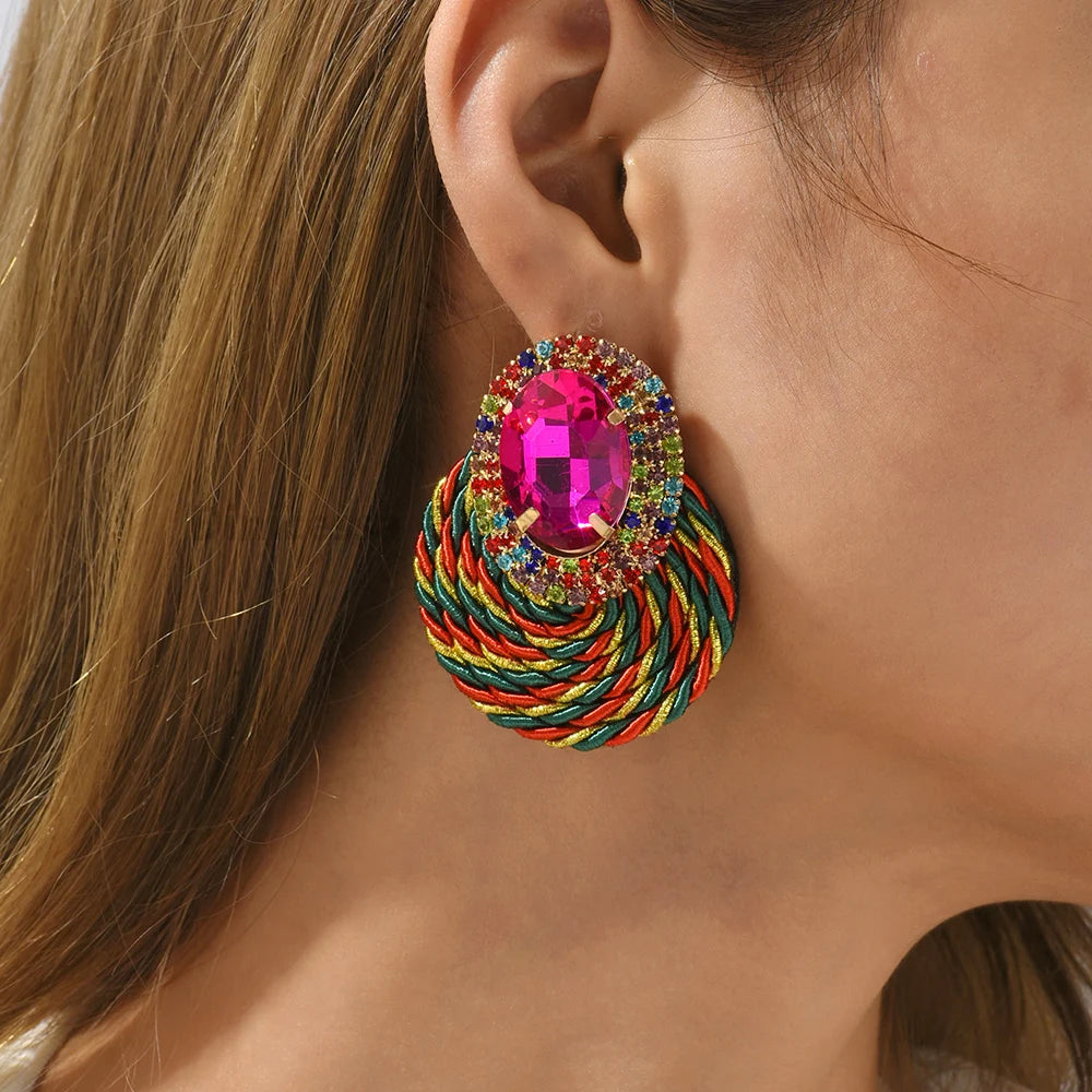 Fashion Style Colorful Crystal Earrings For Women Luxury Design Jewelry