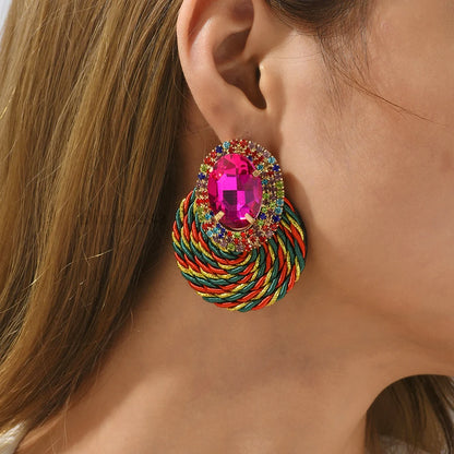 Fashion Style Colorful Crystal Earrings For Women Luxury Design Jewelry