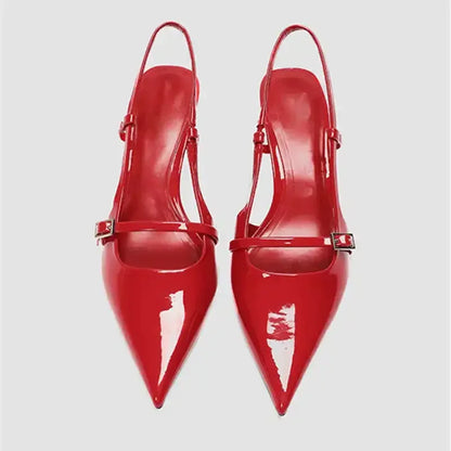 Elegant Red & black Sandals For Women