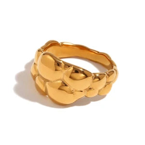 Fashion Smooth Geometric Cloud Water Drop Ring 18K Gold Plated Decoration 316L Stainless Steel Women Jewelry