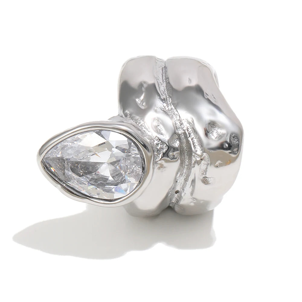 Stainless Steel Trendy Statement Double-layer Water Droplet Zircon Gold Plated Tarnish Free For Jewelry Decoration