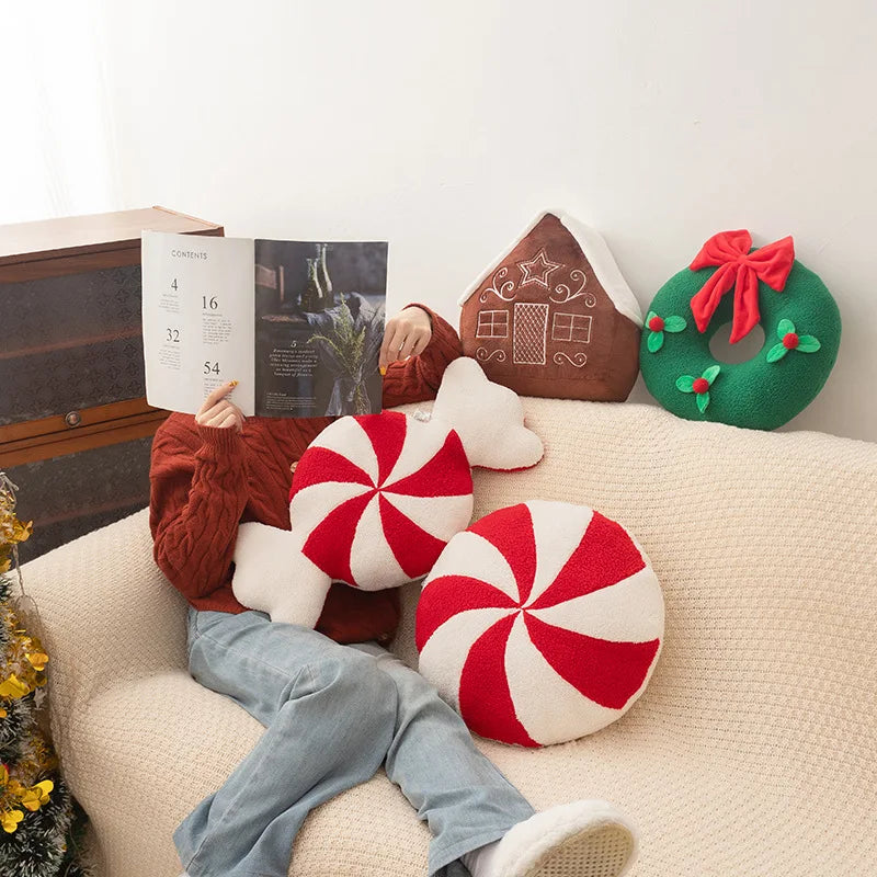 Candy Wreath Snowflake Cushion Plush Pillow