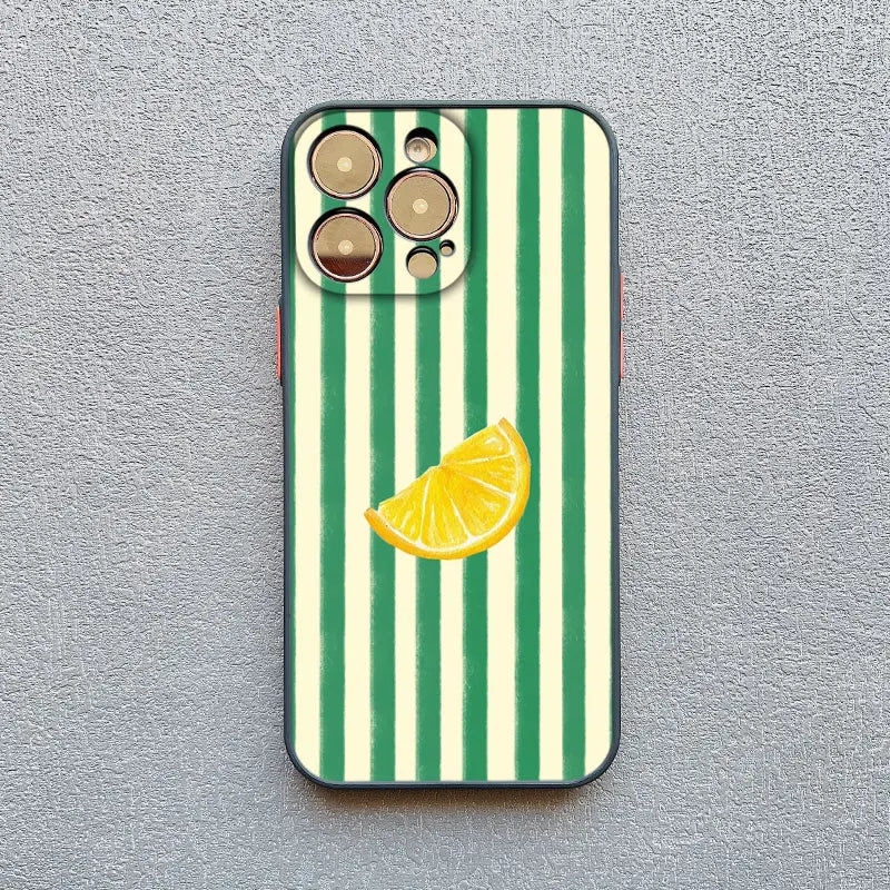 Fresh Summer Fruit Lemon Cherry Phone Case For iPhone 17 13 12 Mini 11 Pro Max Cases 16 15 14 Pro Max Plus XR XS X Back Cover