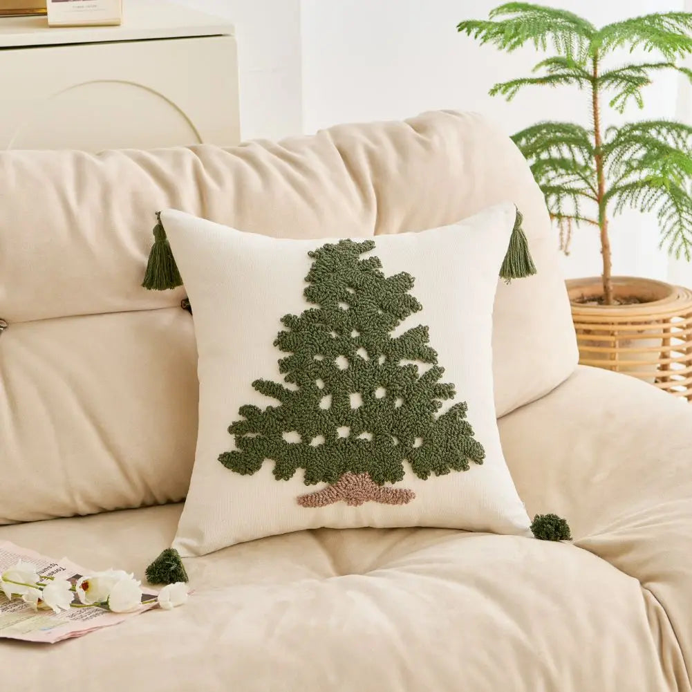 1PC Christmas Cushion Cover Tufting PillowCover for Living Room Sofa Tassel Pillowcase Holiday Decor 45x45/30x50cm