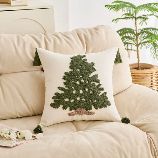 1PC Christmas Cushion Cover Tufting PillowCover for Living Room Sofa Tassel Pillowcase Holiday Decor 45x45/30x50cm