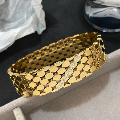 Wide Bracelets for Women Punk Gold Color Jewelry