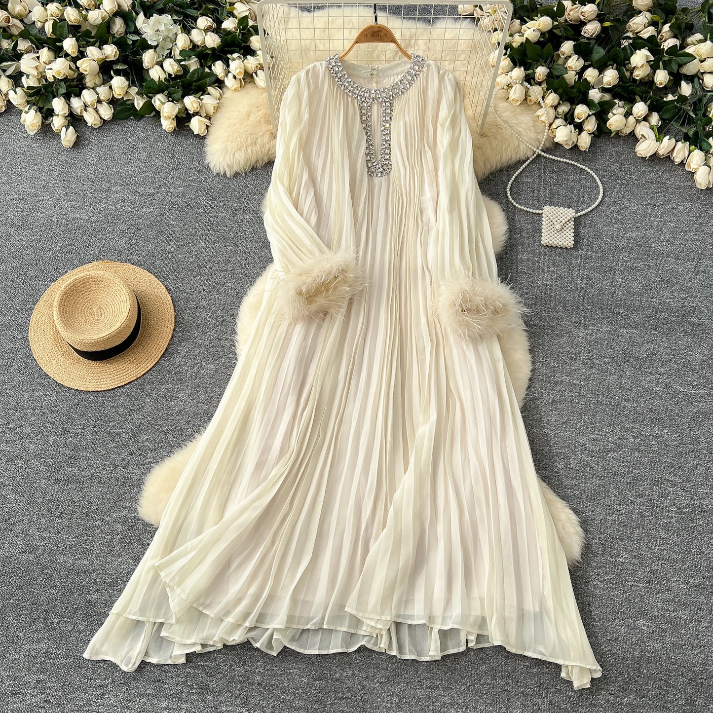 Elegant Loose Dress Women Long Sleeve Casual Dress