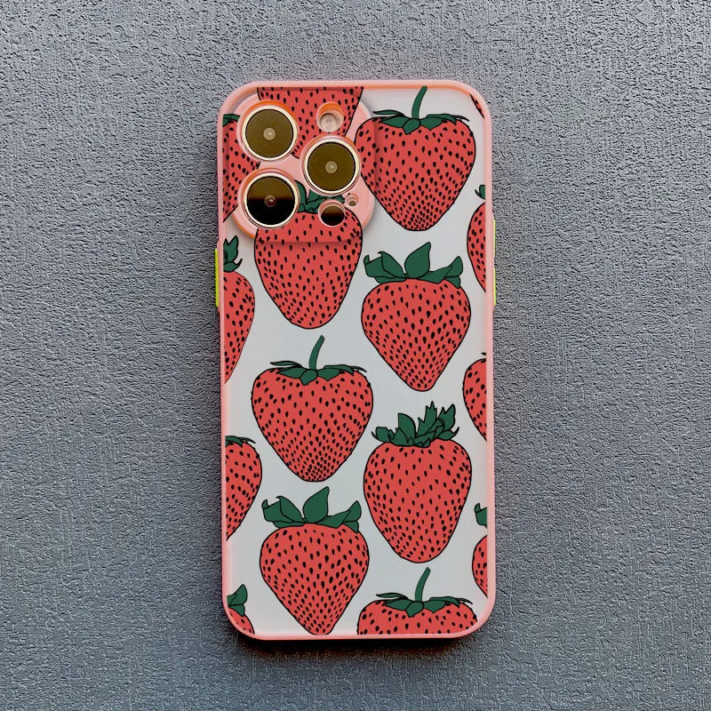 Fruit Lemon Strawberry Blueberries Phone Case For iPhone 16 15 14 11 Pro Max 12 13 Mini Pro Max XS XR X 7 8 15 14 Plus SE2 Funda
