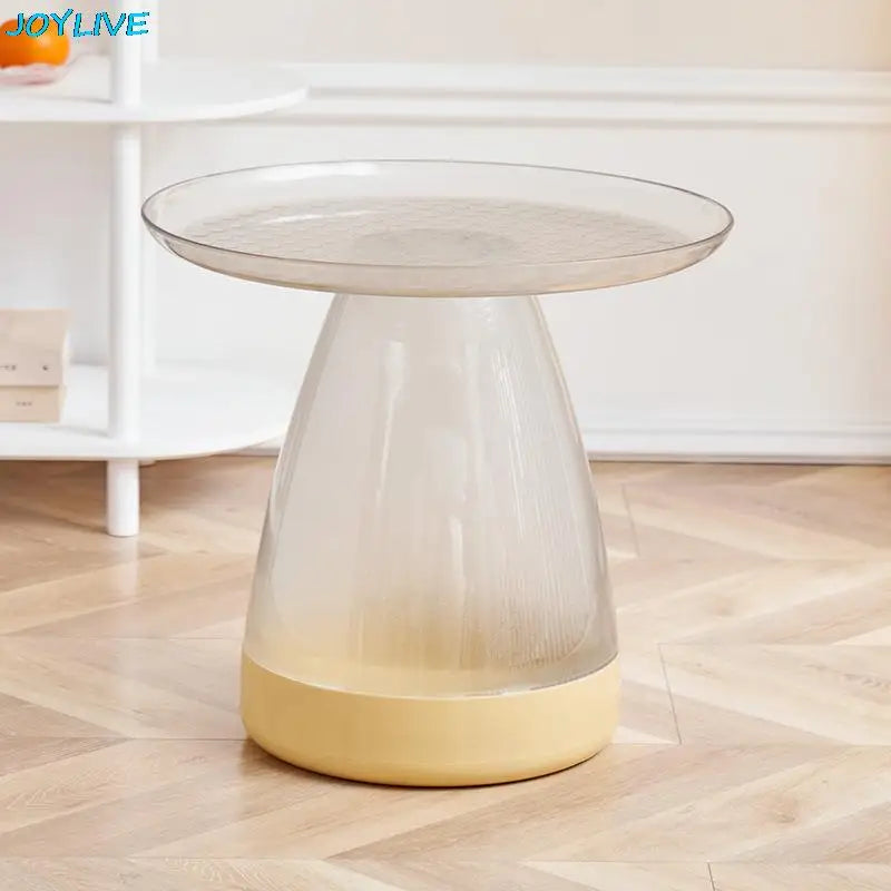 Round Table Plastic Coffee Table Sofa Side Table Simple PET Coffee Table for Home Use Living Room Decoration