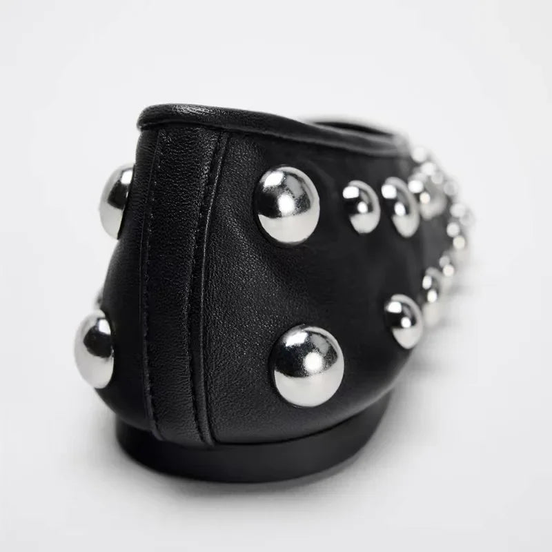 New Steel Flat Shoes With Silver Ball For Women