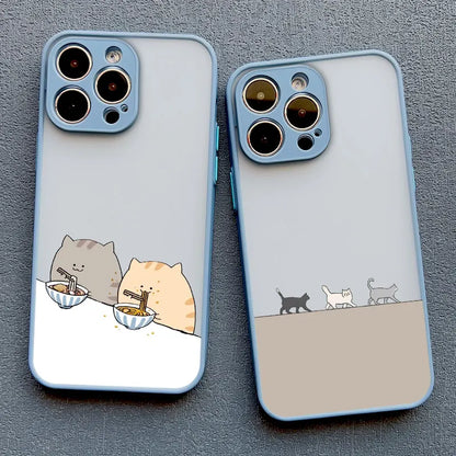 Stacked Cat Phone Case for iPhone 16 15 14 13 12 11 Pro Max 13 12 Mini X XR XS 7 8 Plus Matte Cover Girls Cute Gifts Phone Shell