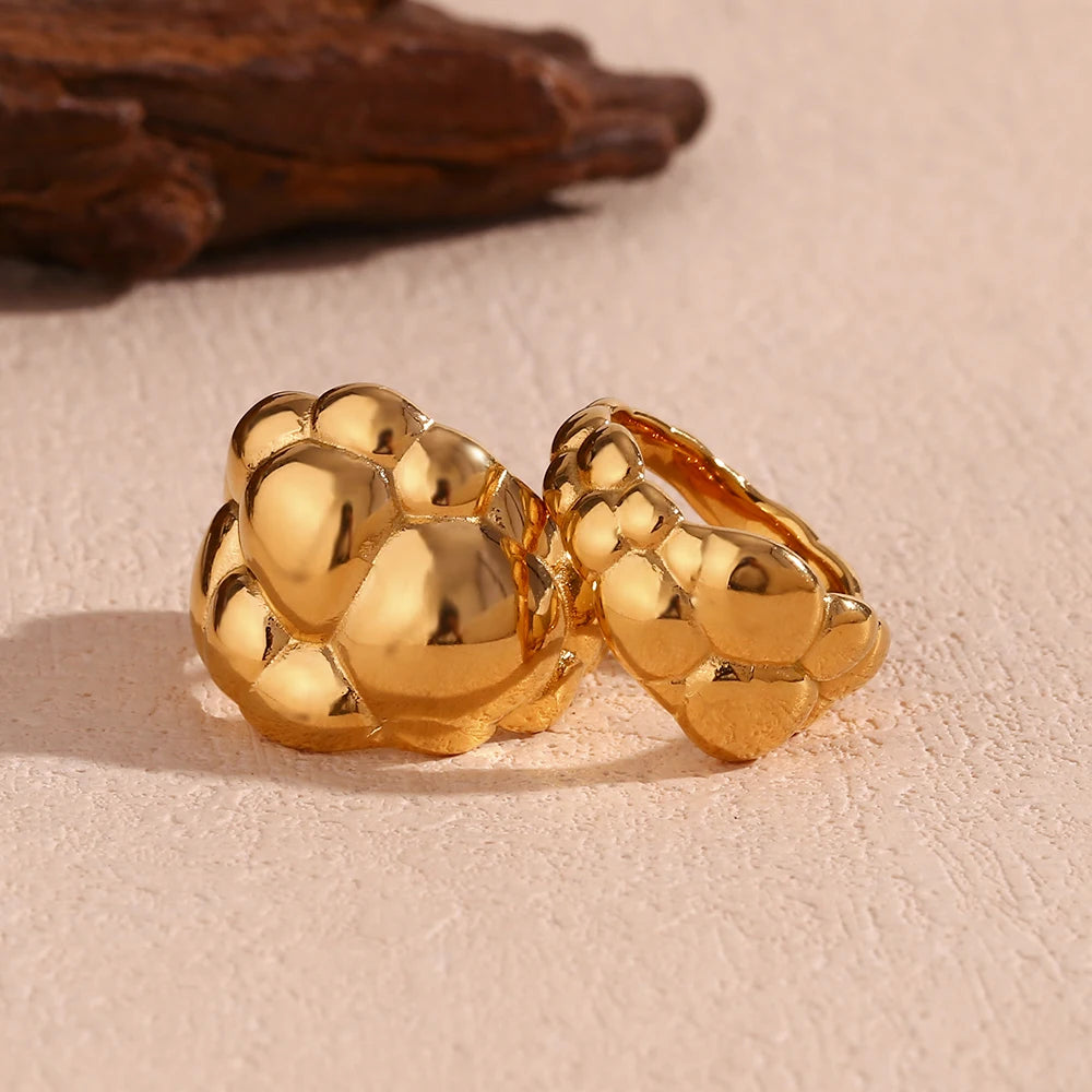 Fashion Smooth Geometric Cloud Water Drop Ring 18K Gold Plated Decoration 316L Stainless Steel Women Jewelry