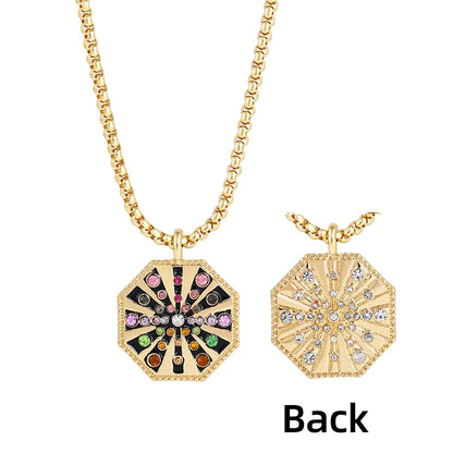 Zodiac Signs Necklace for Women Double Sided Pendant Collar Gold Color Stainless