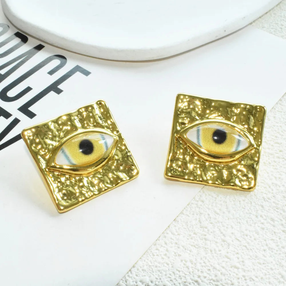 Baroque Style Vintage Resin Big Eyes Dangle Earrings For Women