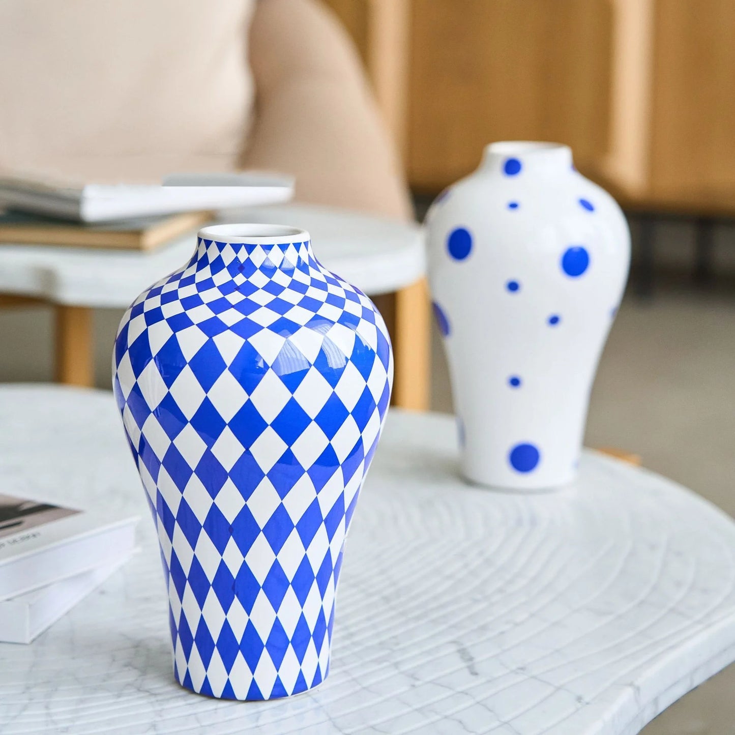 Modern Style Vase Blue Ceramic for Home Decoration