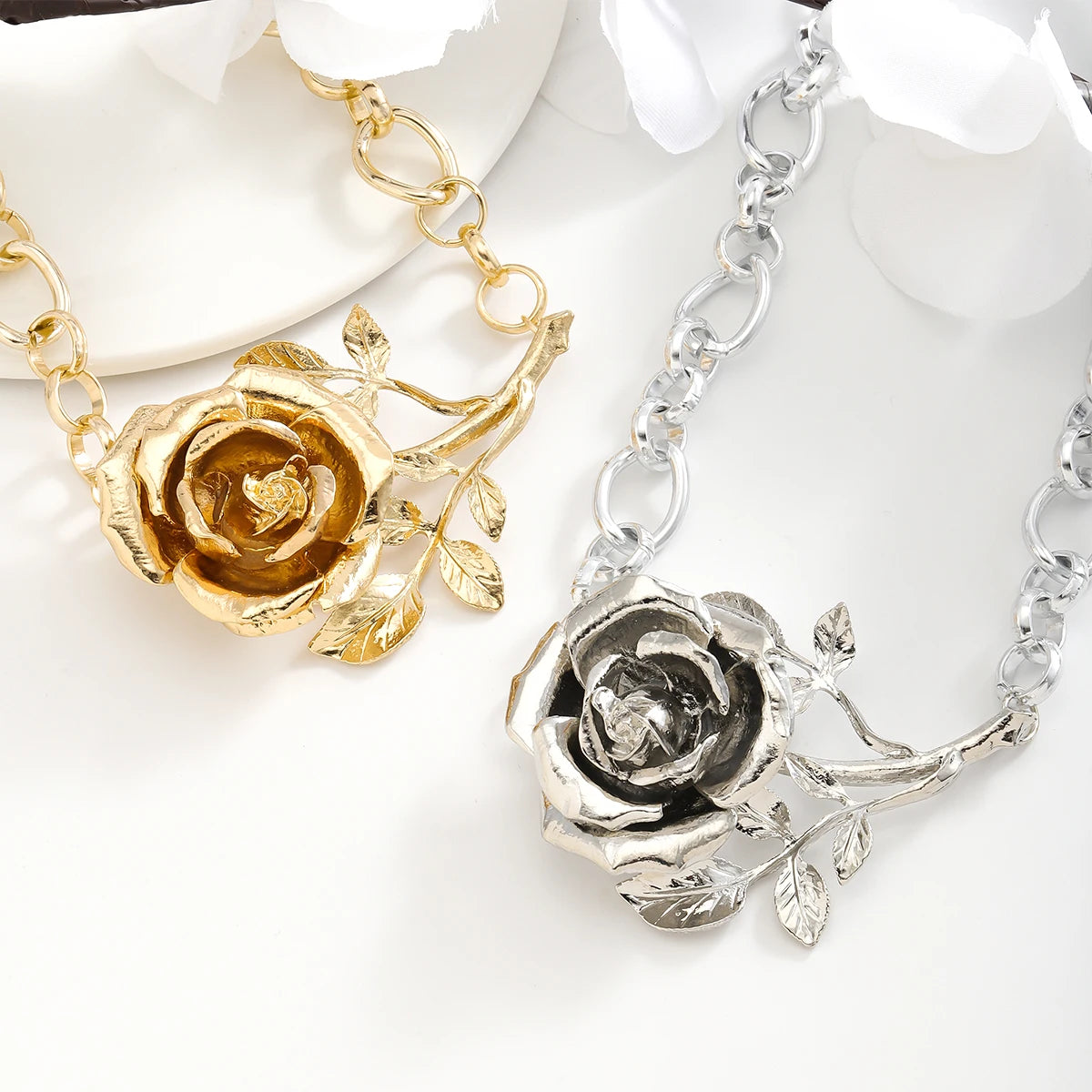 Fashion Jewelry For Women with Rose Pendant Necklace