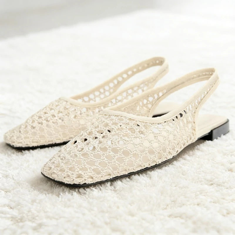 Elegant Flat Women Sandals Summer Square Toe