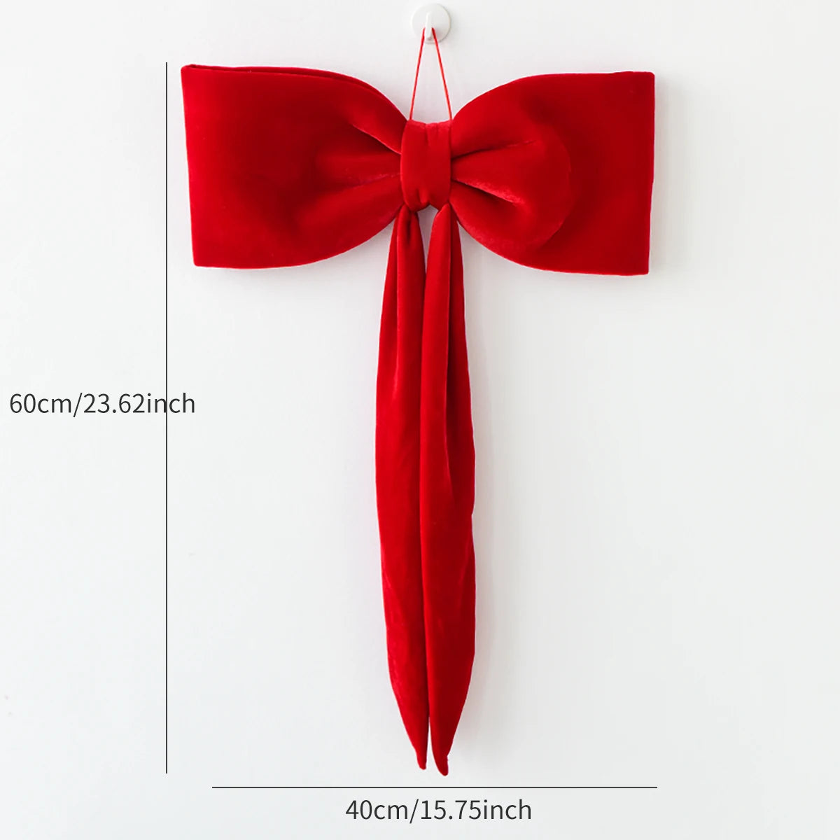 Christmas long velvet bow ornament for Christmas decoration Elegant bow design for tree and home decoration