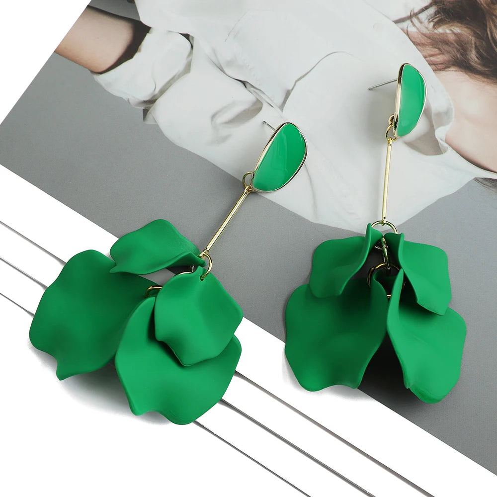 Romantic Sweet Acrylic Petal Long Dangle Drop Earrings For Women Girl Trend Luxury Fairy Grunge Pendant Jewelry Accessories