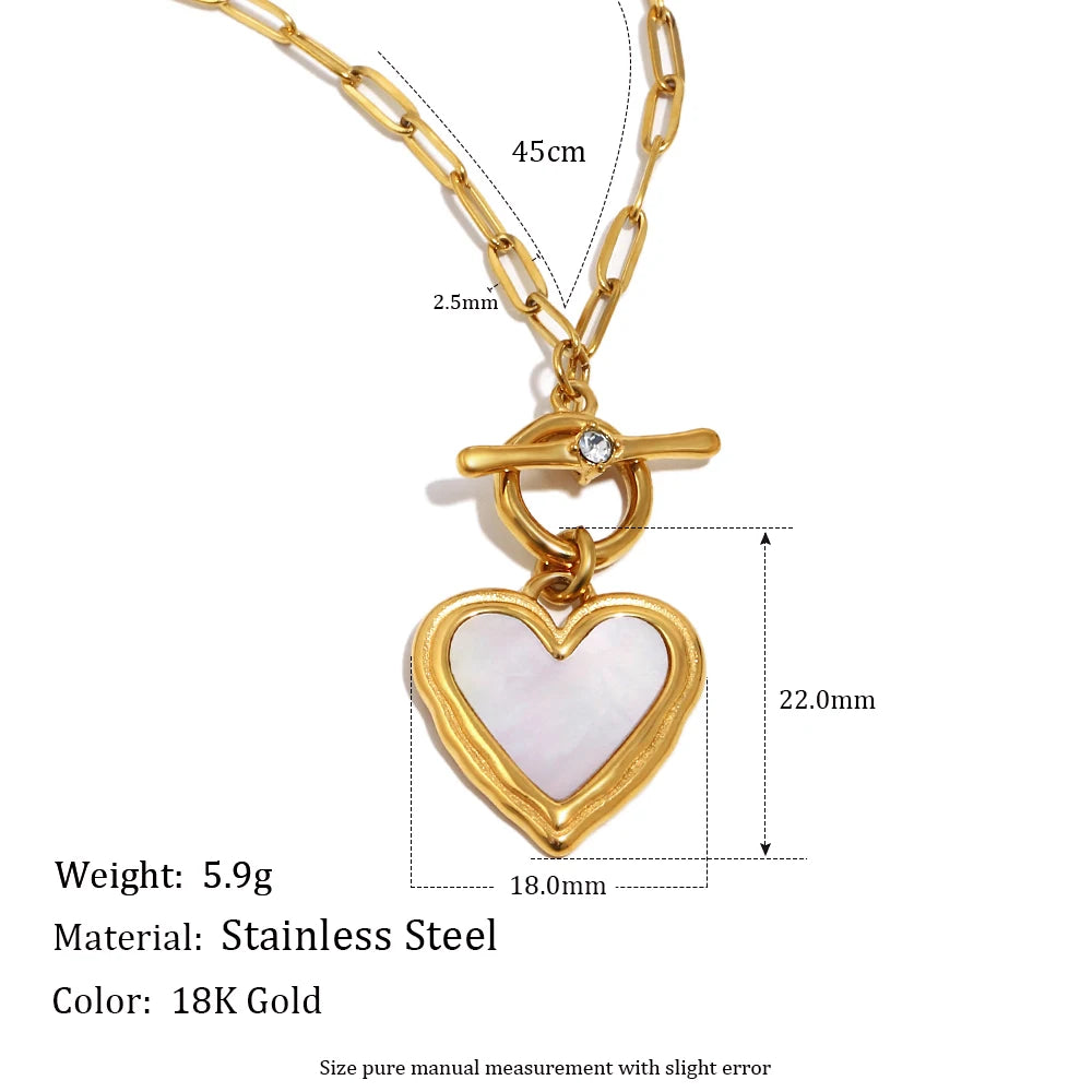 Heart Pendant OT Clasp Necklace 18K Gold Plated Stainless Steel Necklace For Women Vintage Hypoallergenic Jewelry