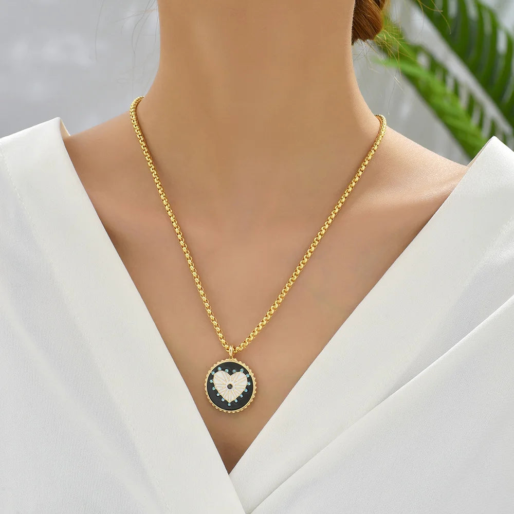 Zodiac Signs Necklace for Women Double Sided Pendant Collar Gold Color Stainless