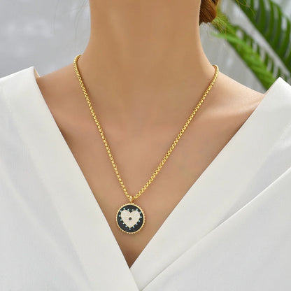Zodiac Signs Necklace for Women Double Sided Pendant Collar Gold Color Stainless