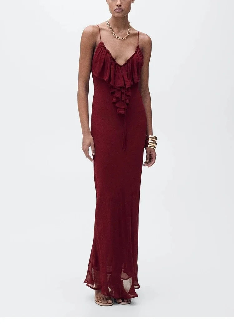 Elegant Long Red Dress