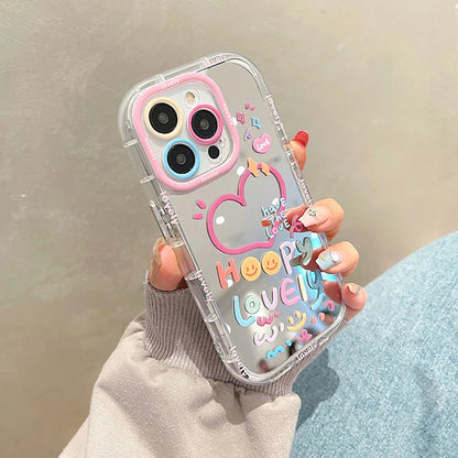 Lovely Girl Heart Mirror Phone Case For iPhone 11 12 13 14 15 16 Pro Max Back Cover