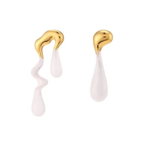 Enamel Asymetric Love Twisted Earrings Colorful 18K Gold Plated  316L Stainless Steel Ear Jewelry