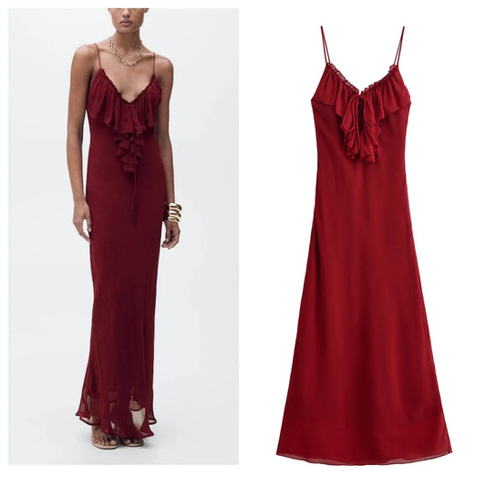 Elegant Long Red Dress