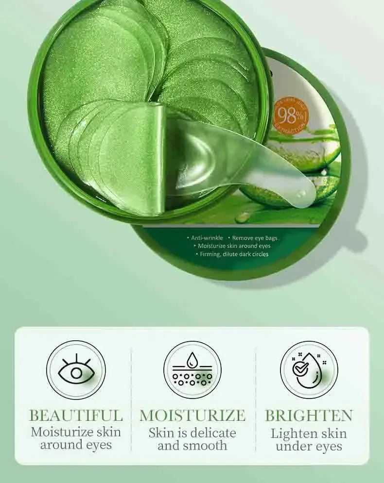 60pcs Aloe Vera Collagen Eye Mask Anti Dark Circles Eyes Bags Moisturizing Anti-Wrinkles Eye Patches Eyes Skin Care Products