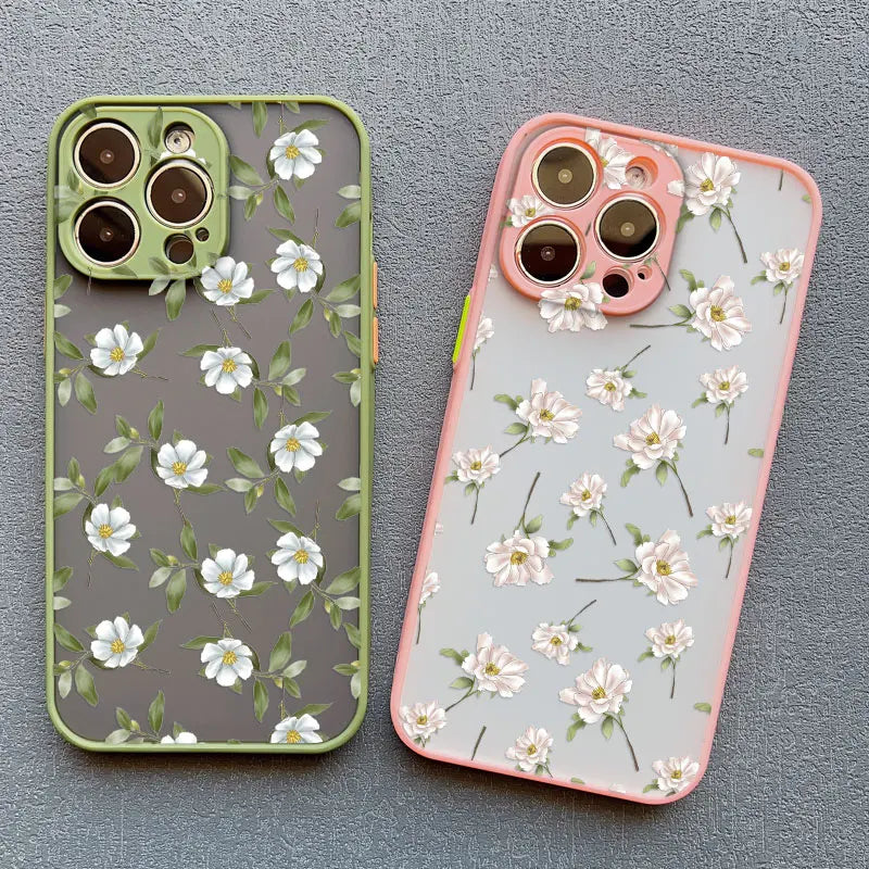 Small White Flowers Phone Case For iPhone 17 16 Pro Max 15 14 Pro Max Plus 13 12 11 Mini Pro Max Shockproof Back Cover