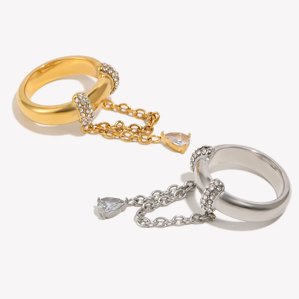 Charm Rings 18K Gold Plated Stainless Steel Rings Minimalist Edgy Ring Stacking Jewelry