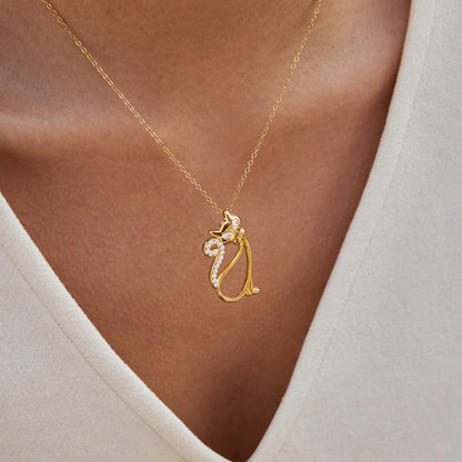 Classic Elegant Cat Pendant Necklace For Women 18K Gold Plated Stainless Steel Waterproof
