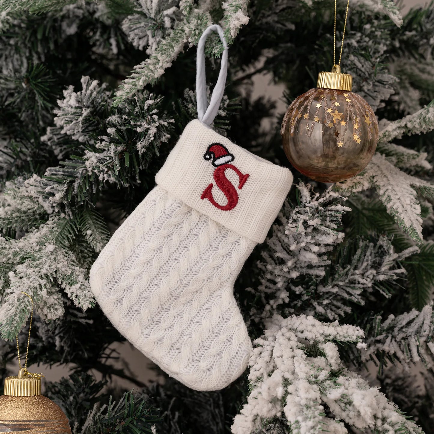 1PC A-Z Letter Hanging Christmas Stockings Knitted Socks Christmas Tree Hanging
